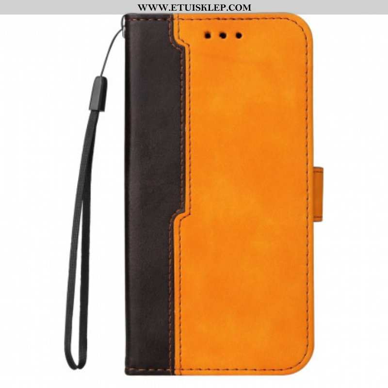 Etui Folio do Oppo A94 5G Kolorowa Dwukolorowa Sztuczna Skóra